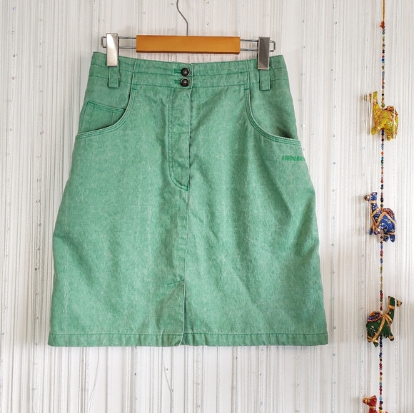 Vintage 80s Minty Green Denim Skirt - Picture 4 of 16
